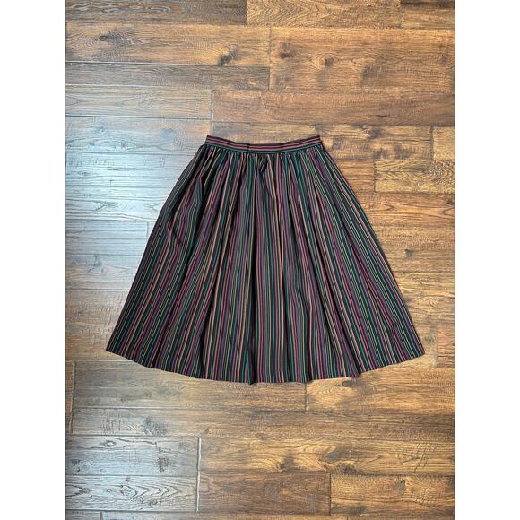 VTG Semi Sheer Circle Skirt Horizontal Stripes Medium Garey Petites California - Picture 1 of 4